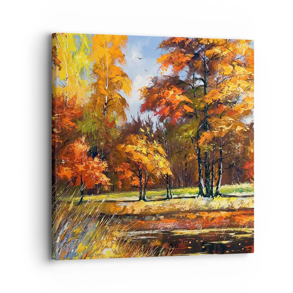 Schilderen op canvas - Landschap in goud en brons - 30x30 cm