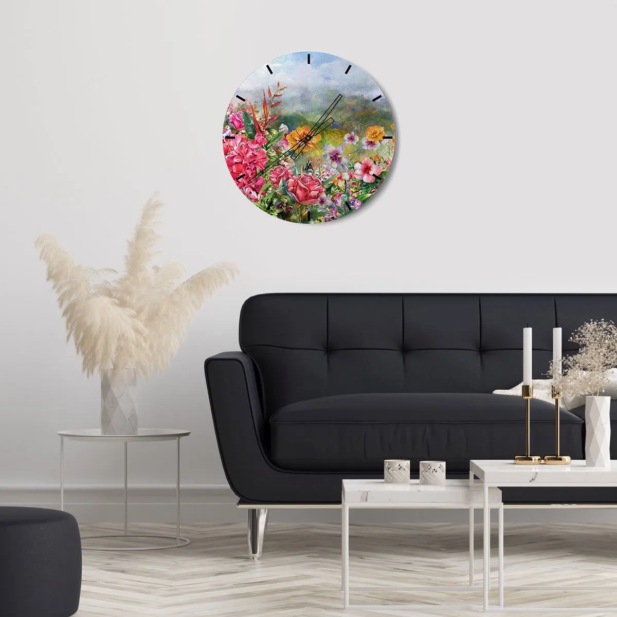 Wandklok - Klok - Een tuin die gek is geworden - 40x40 cm