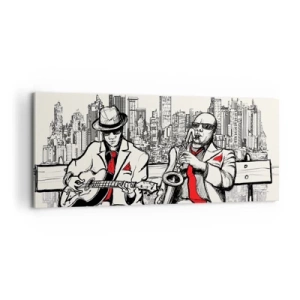 Schilderen op canvas - Improvisatie van New York - 100x40 cm