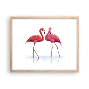 Een poster in een licht eiken lijst - Roze randez-vous - 50x40 cm
