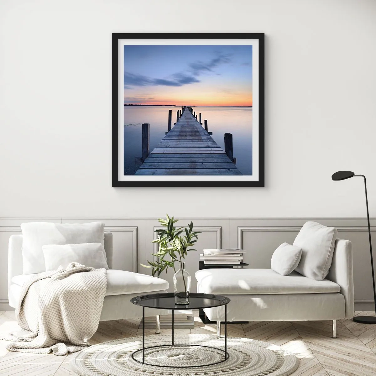 Poster in een zwarte lijst - De rust van een serene schemering - 40x40 cm