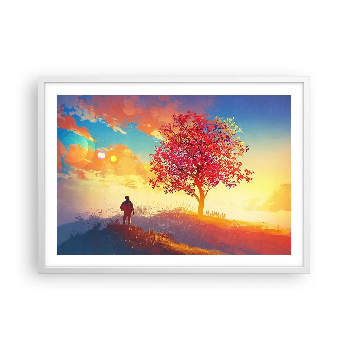 Poster in een witte lijst - Pelgrim bij de bestemming - 70x50 cm