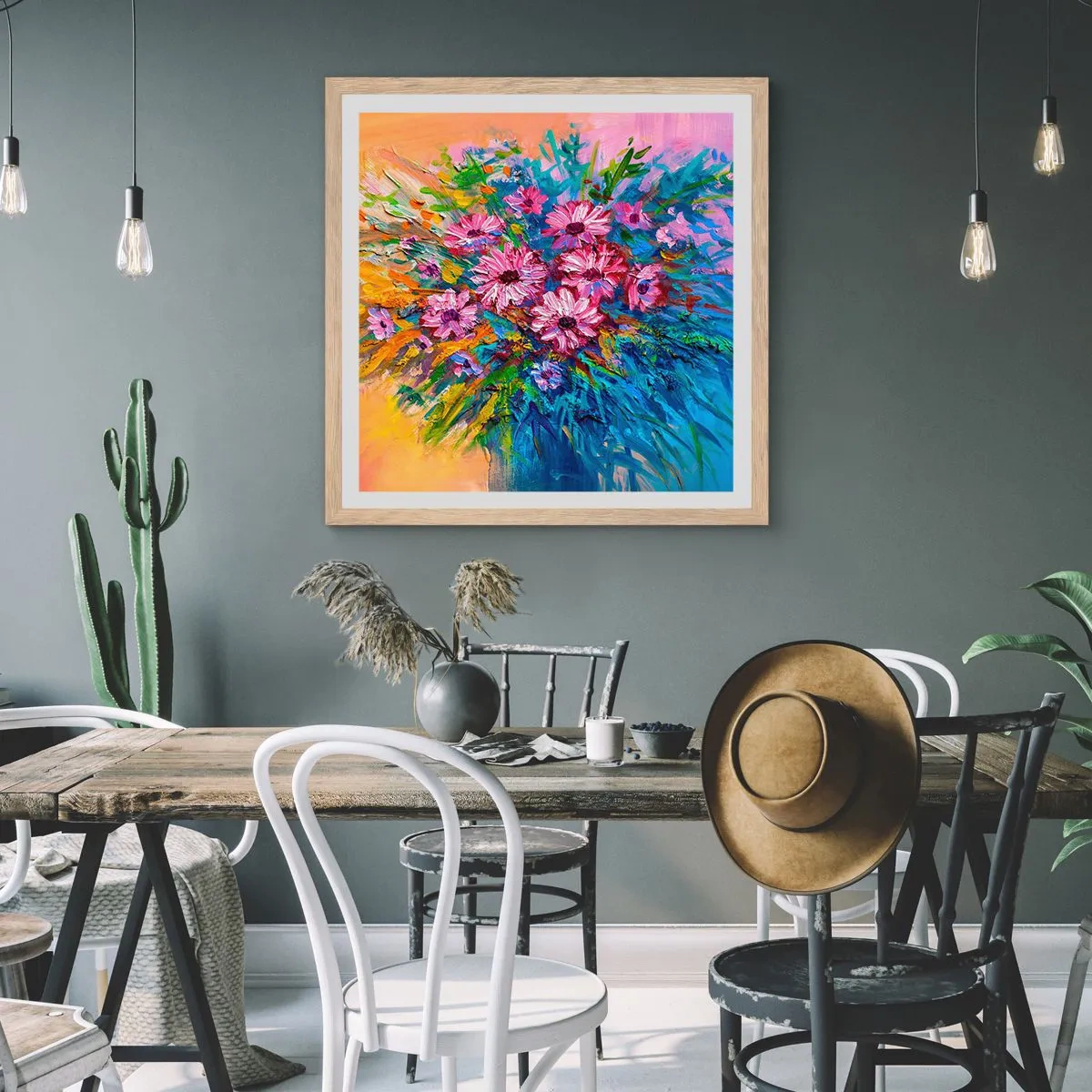 Een poster in een licht eiken lijst - Levensenergie - 40x40 cm