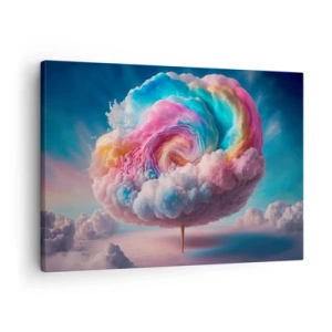 Schilderen op canvas - Een spiraalvormige wolk met pastelkleuren aan de lucht - 70x50cm - De droom van een pretpark - Moderne wanddecoratie voor woonkamer en slaapkamer ARTTOR