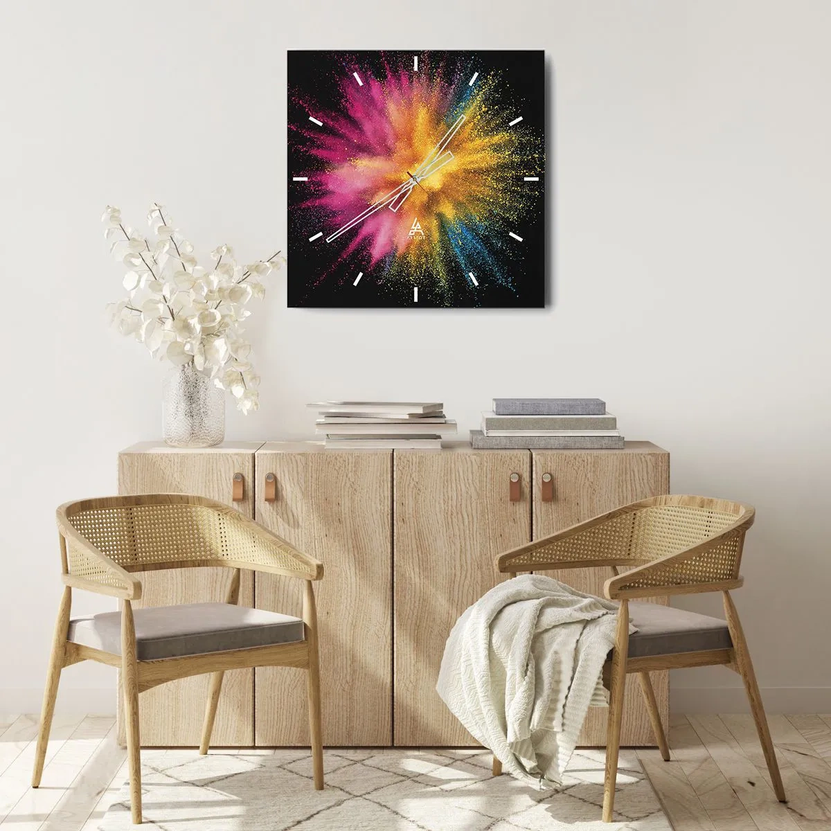 Wandklok - Klok - De geboorte van kleuren - 30x30 cm