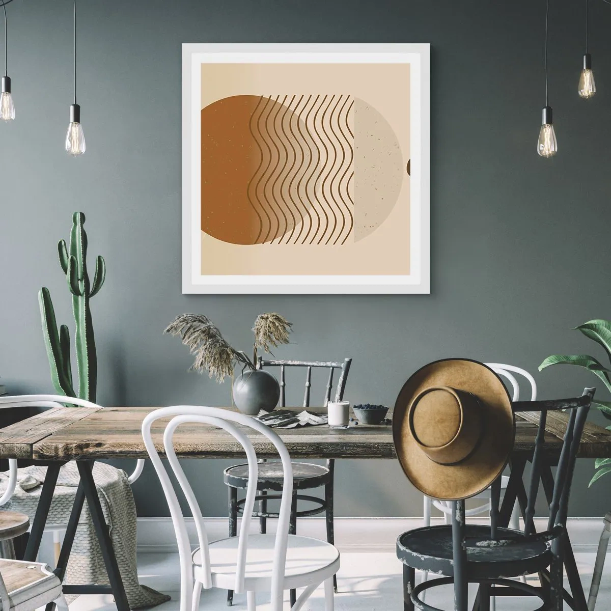 Poster in een witte lijst - Over de oorsprong van geometrische figuren - 40x40 cm