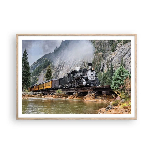 Een poster in een licht eiken lijst - Waar wil je naar toe? Waar naar toe? - 100x70 cm