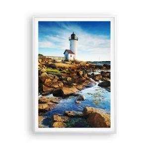 Poster in een witte lijst - Kom blij terug, ik wacht - 70x100 cm