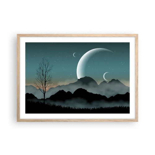 Een poster in een licht eiken lijst - Carneval in Sterrennacht - 70x50 cm