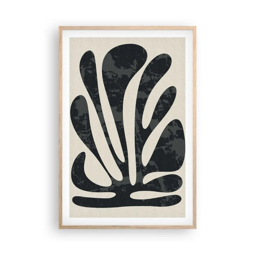 Een poster in een licht eiken lijst - Meervingerige abstractie - 61x91 cm