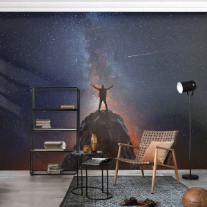 Fotobehang Premium Sand - De Kracht is bij mij! - Abstractie, Kosmos, Man - 450x315 cm