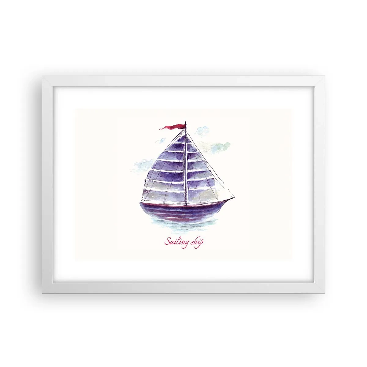 Poster in een witte lijst - Volle zeilen en rustig water - 40x30 cm