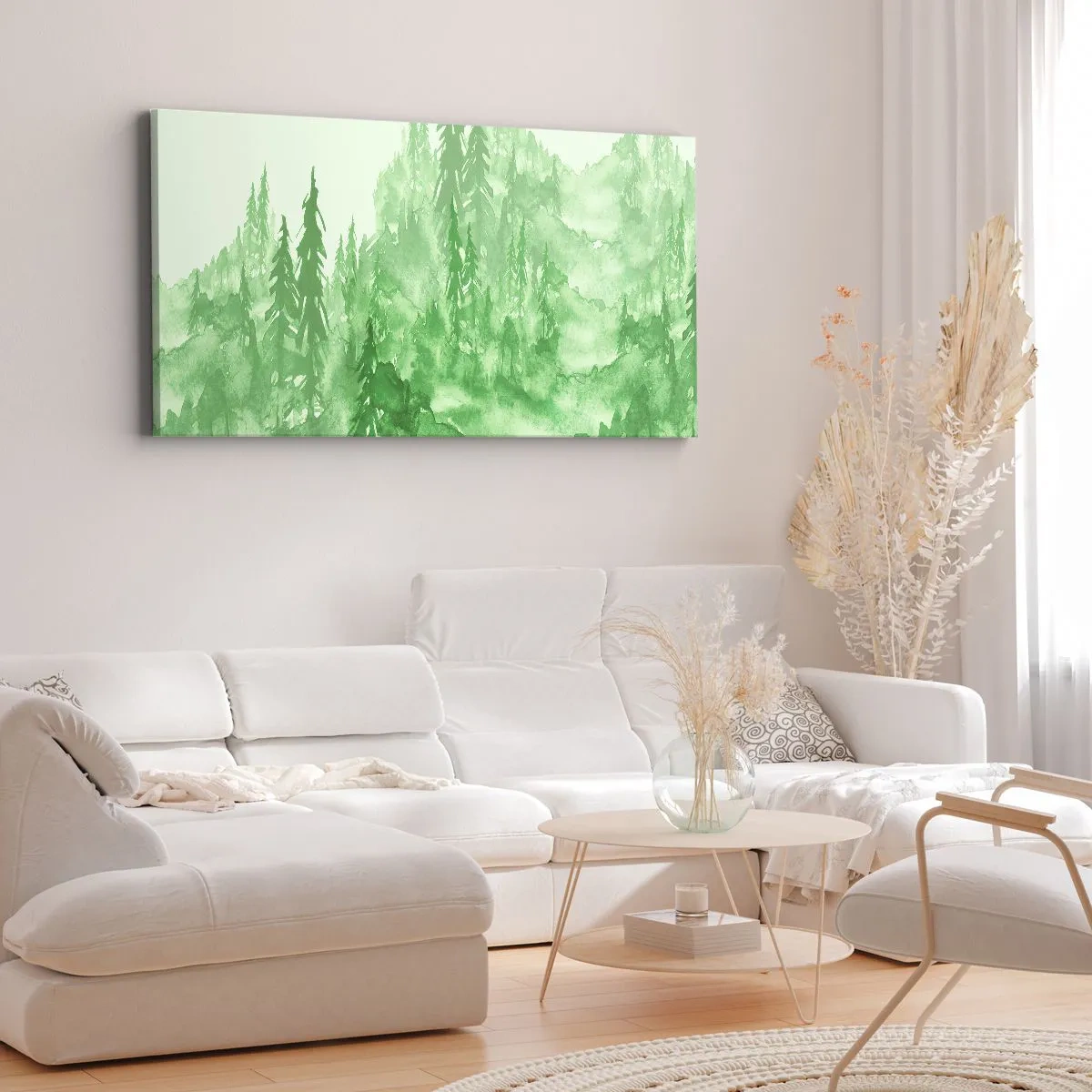 Schilderen op canvas - Wazig met groene mist - 90x30 cm