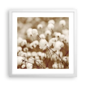 Poster in een witte lijst - Pluizig korenveld - 40x40 cm