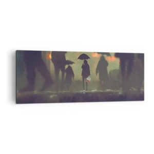 Schilderen op canvas - Vanuit het perspectief van een regendruppel - 140x50 cm