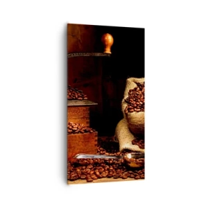 Schilderen op canvas - Stilleven met koffiebonen en een molen - 65x120 cm