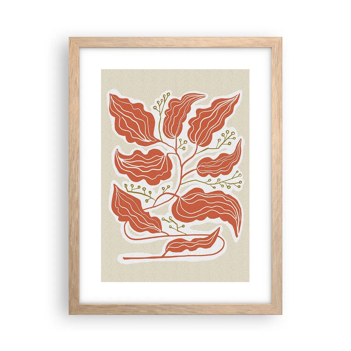 Een poster in een licht eiken lijst - Folk en koraal - 30x40 cm