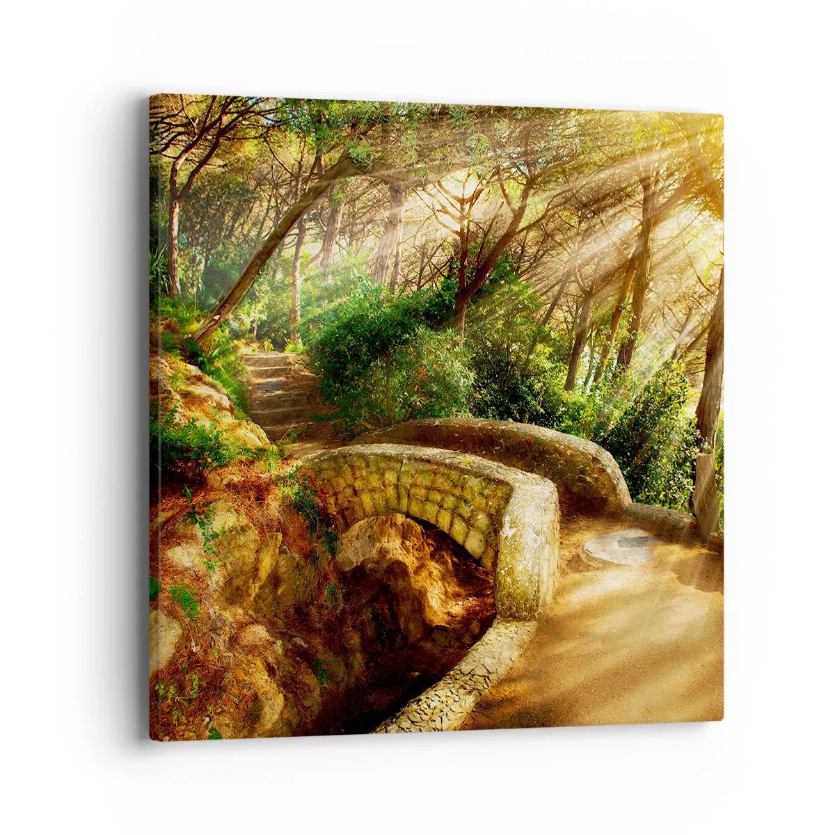 Schilderen op canvas - Rechtstreeks vanaf de brug het sprookjesbos in - 40x40 cm