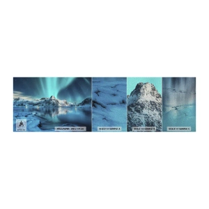 Fotobehang Monster Premium Sand - lichtnacht - Noorderlicht, Noorwegen, Landschap - 100x30 cm