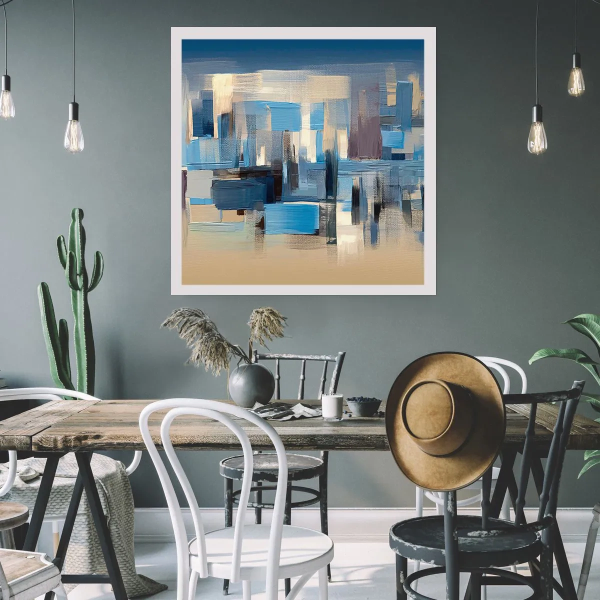 Poster - Blauwe constructie - 40x40 cm