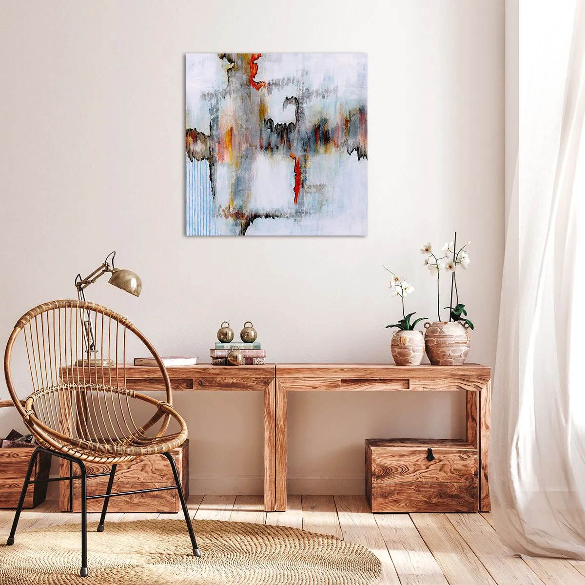 Schilderen op canvas - Een stok op het water - 60x60 cm