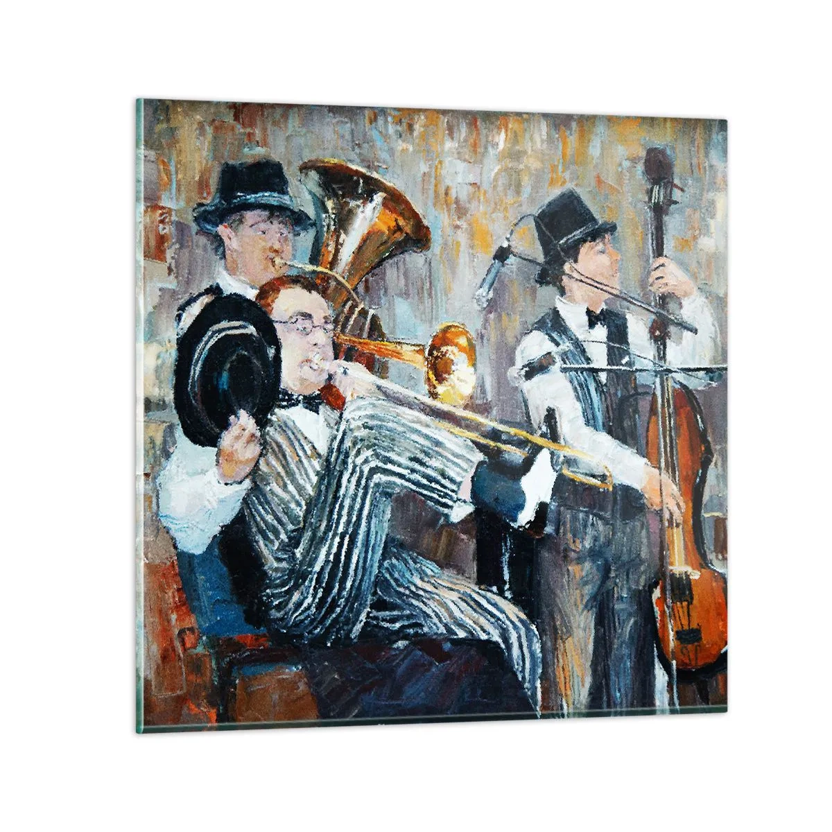 Schilderen op glas - Al die jazz - 30x30 cm
