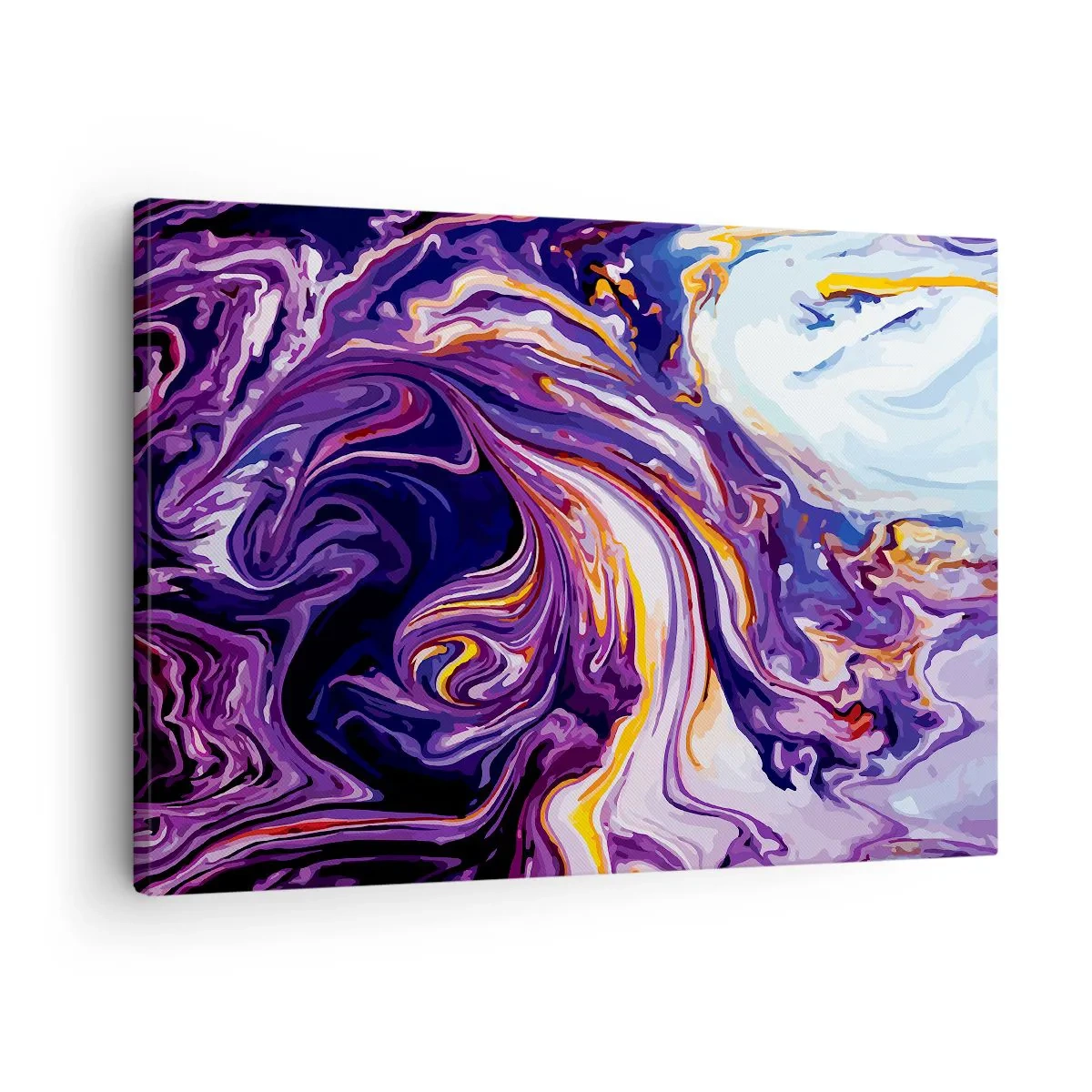 Schilderen op canvas - Een dynamisch abstract patroon in tinten paars en geel. - 70x50cm - De vouw is paars geworden - Moderne wanddecoratie voor woonkamer en slaapkamer ARTTOR