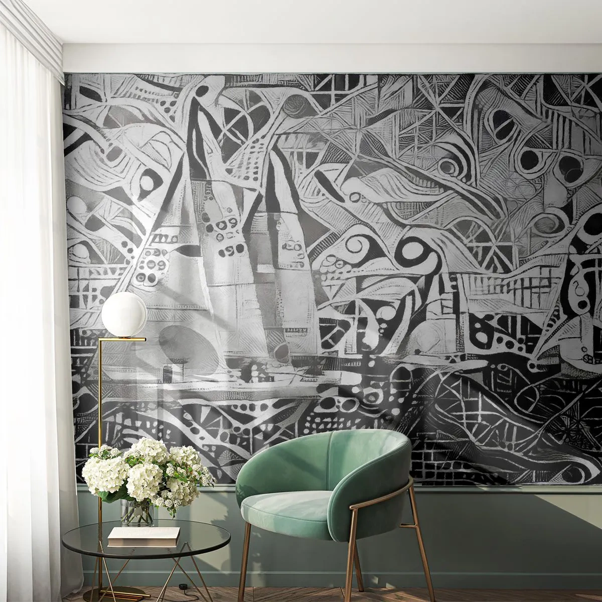 Zelfklevend Fotobehang Deluxe Sticker - Tussen de golven - het zeilen, Kubisme, Deel - 450x315 cm