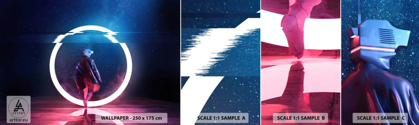 Fotobehang Monster Zelfklevend Deluxe Sticker - Tussen werelden - Futuristisch, Astronaut, Kosmos - 100x30 cm