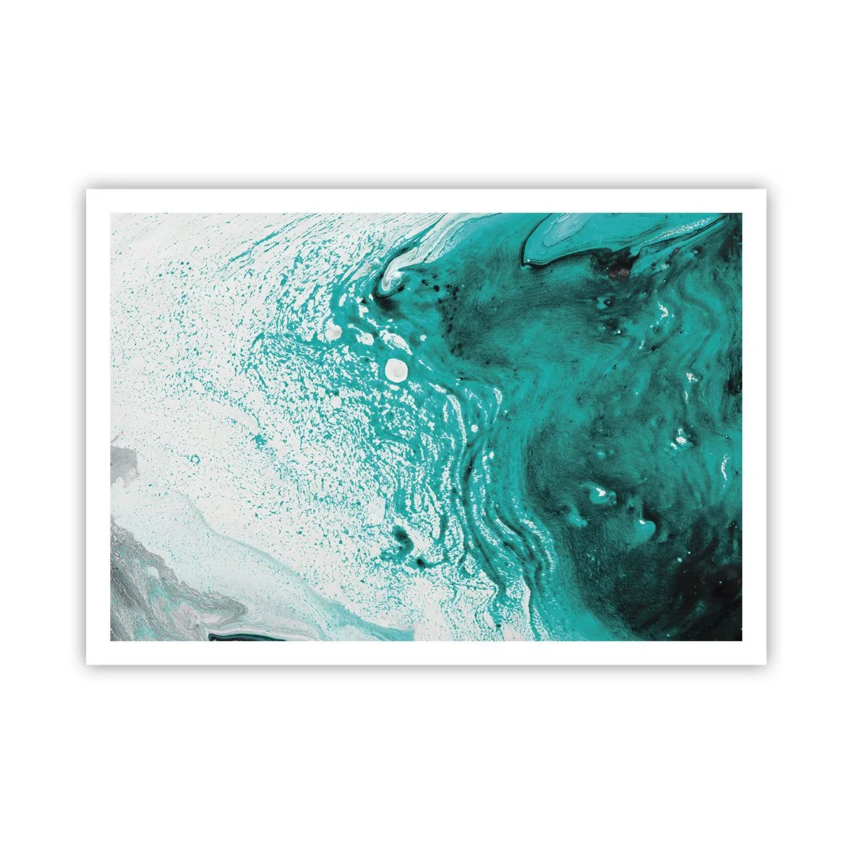 Poster - Versmelten in wit en turkoois - 100x70 cm