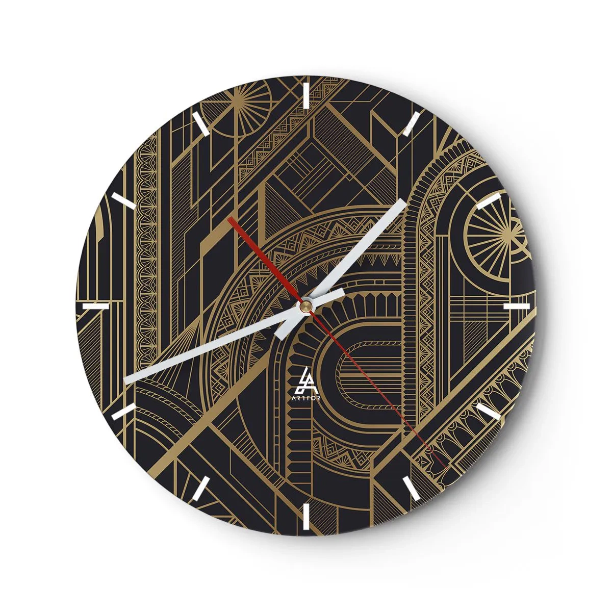 Wandklok - Klok - Abstract geometrisch patroon in gouden kleuren - 30x30cm - Concepten, ideeën, plannen - Moderne wanddecoratie voor woonkamer, keuken en slaapkamer ARTTOR