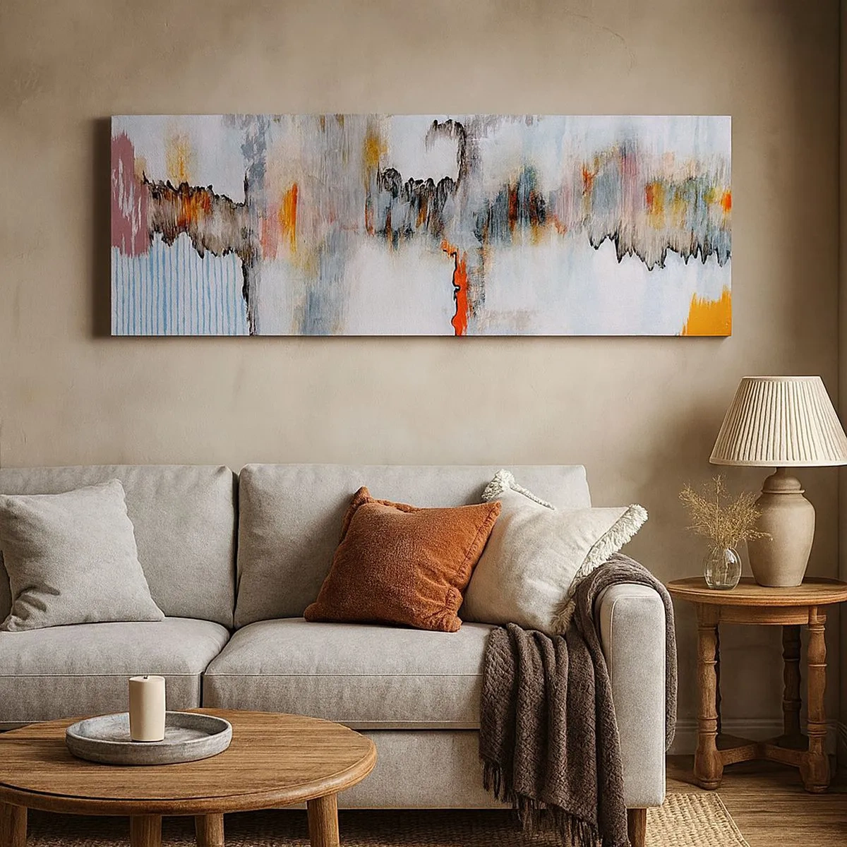 Schilderen op canvas - Een stok op het water - 100x40 cm