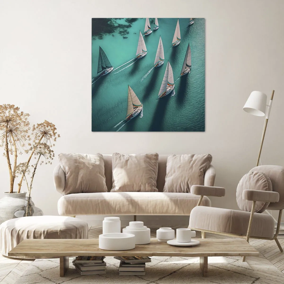 Schilderen op canvas - In een wedstrijd met de wind - 50x50 cm