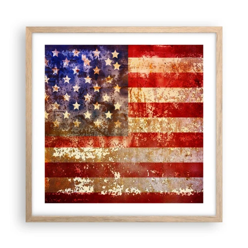 Een poster in een licht eiken lijst - Glorie vervaagt niet - 50x50 cm