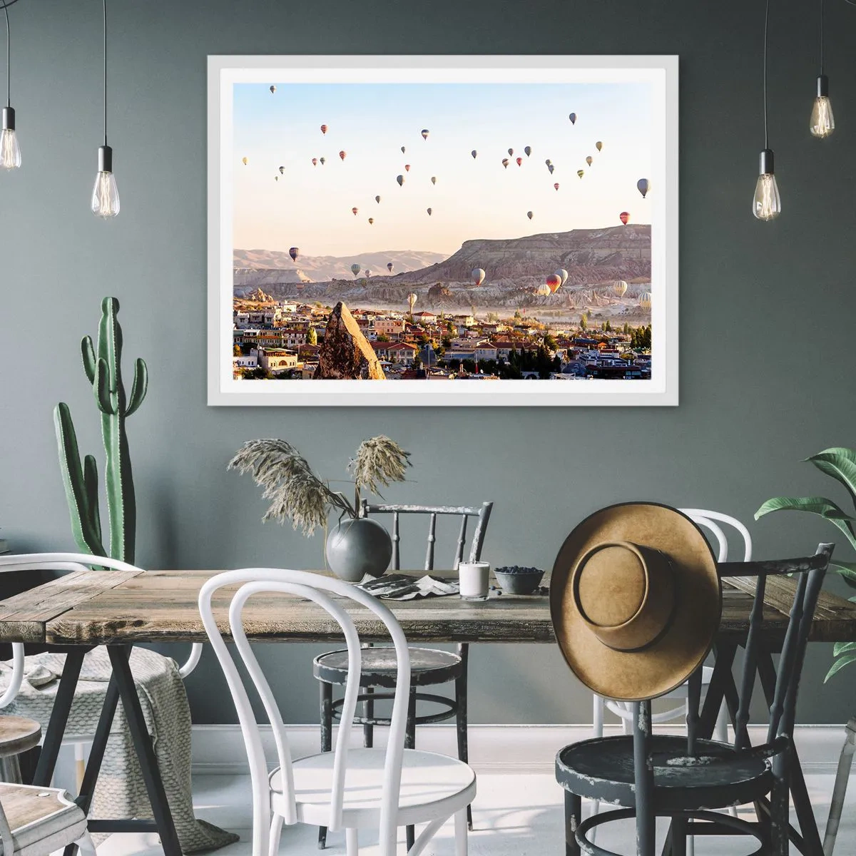 Poster in een witte lijst - Als schepen in de lucht - 91x61 cm