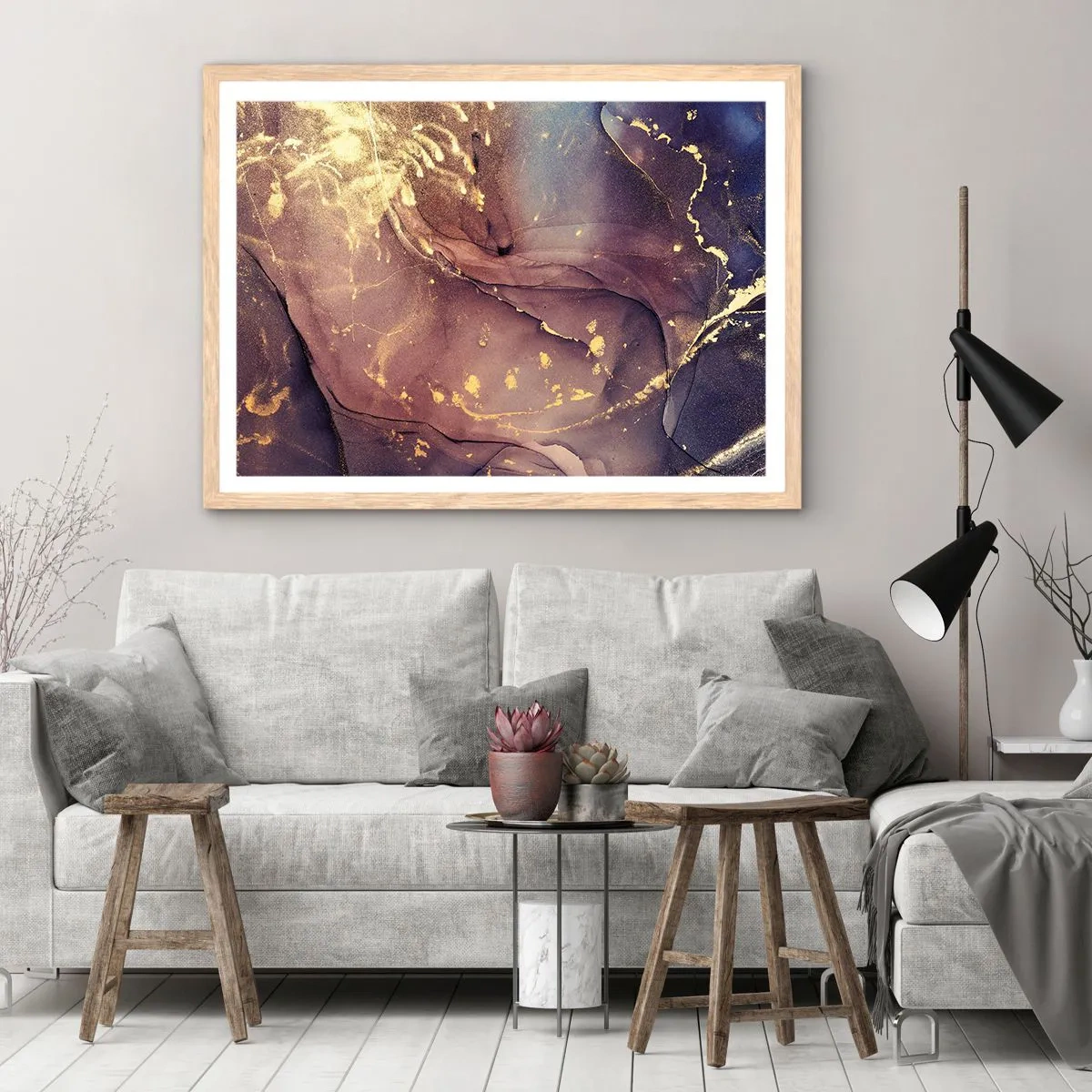 Een poster in een licht eiken lijst - Materie en geest - 100x70 cm