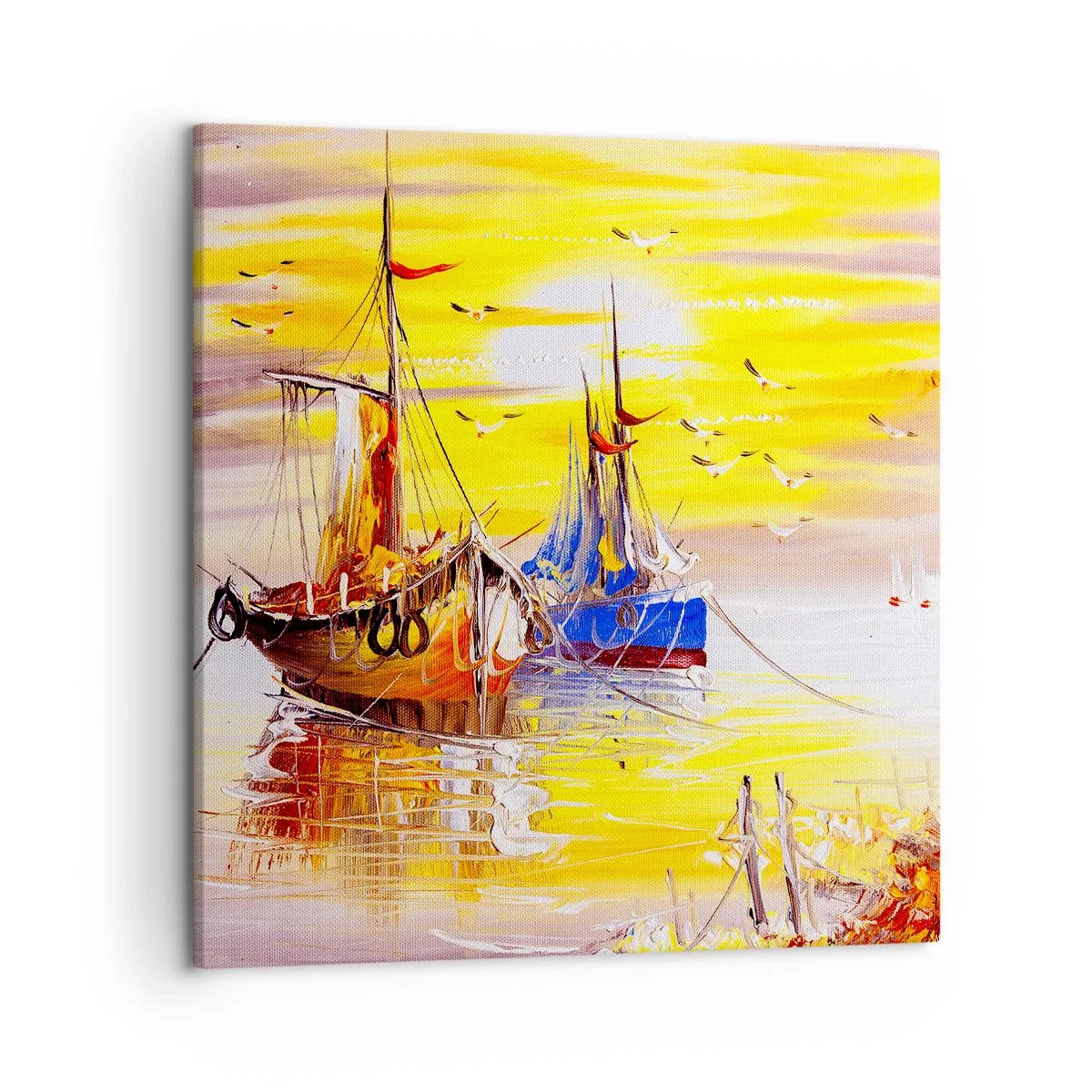 Schilderen op canvas - Een welverdiende rust in de haven - 50x50 cm
