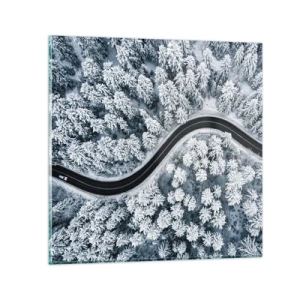 Schilderen op glas - Door het winterbos - 30x30 cm