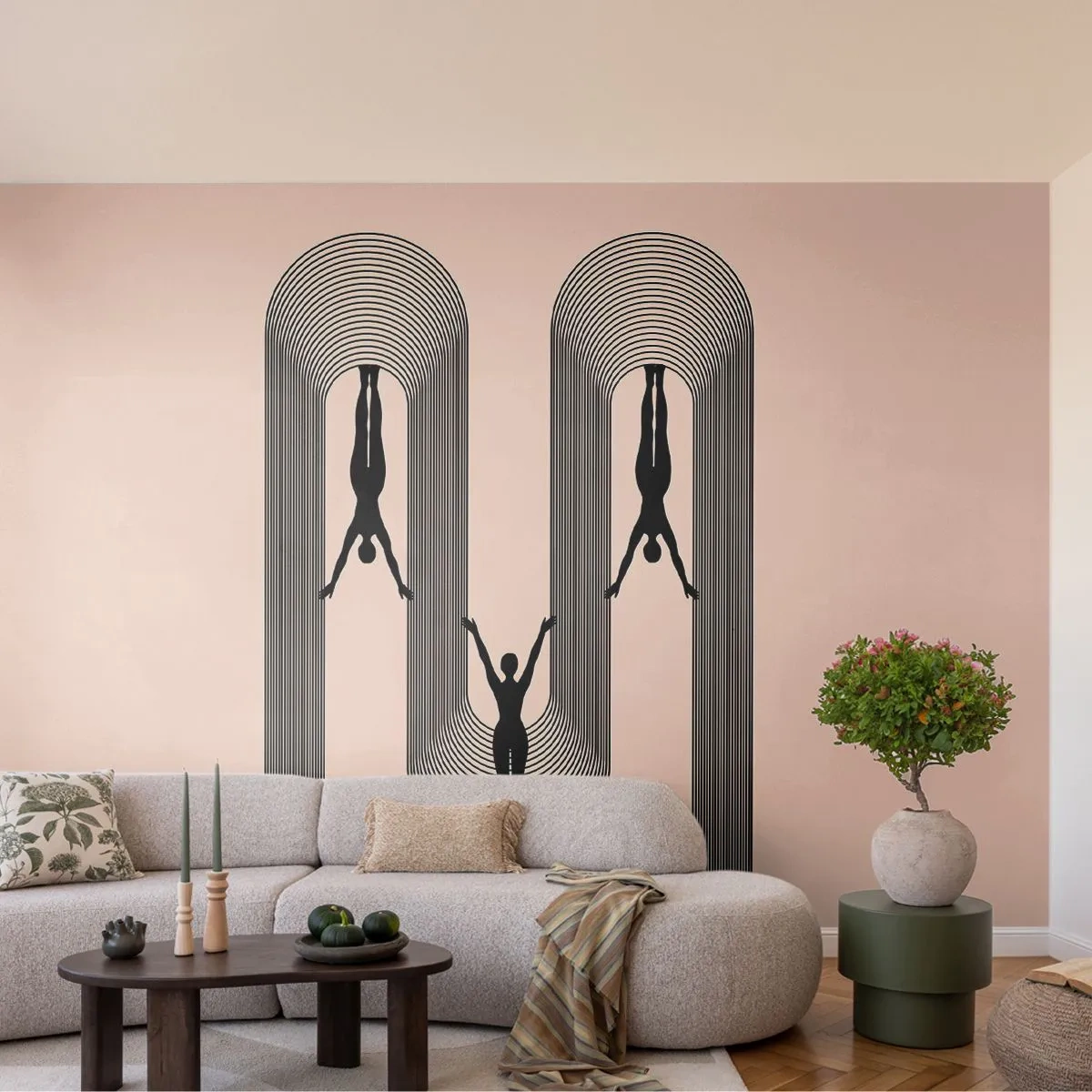 Fotobehang Premium Sand - Op zijn kop - Surrealisme, Lichaam, Yoga - 100x70 cm