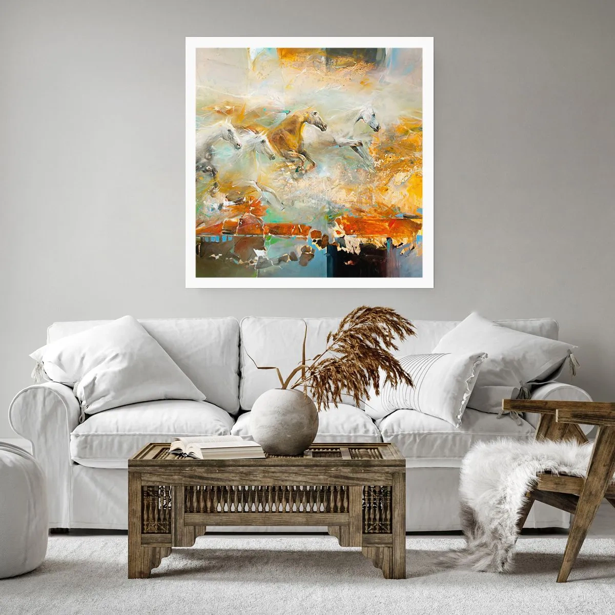 Poster - Galopperen door het licht - 50x50 cm