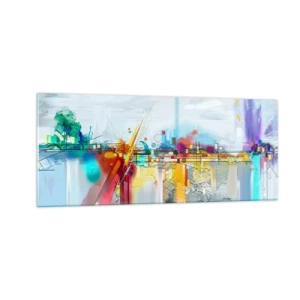 Schilderen op glas - Brug van vreugde bij de rivier van het leven - 100x40 cm
