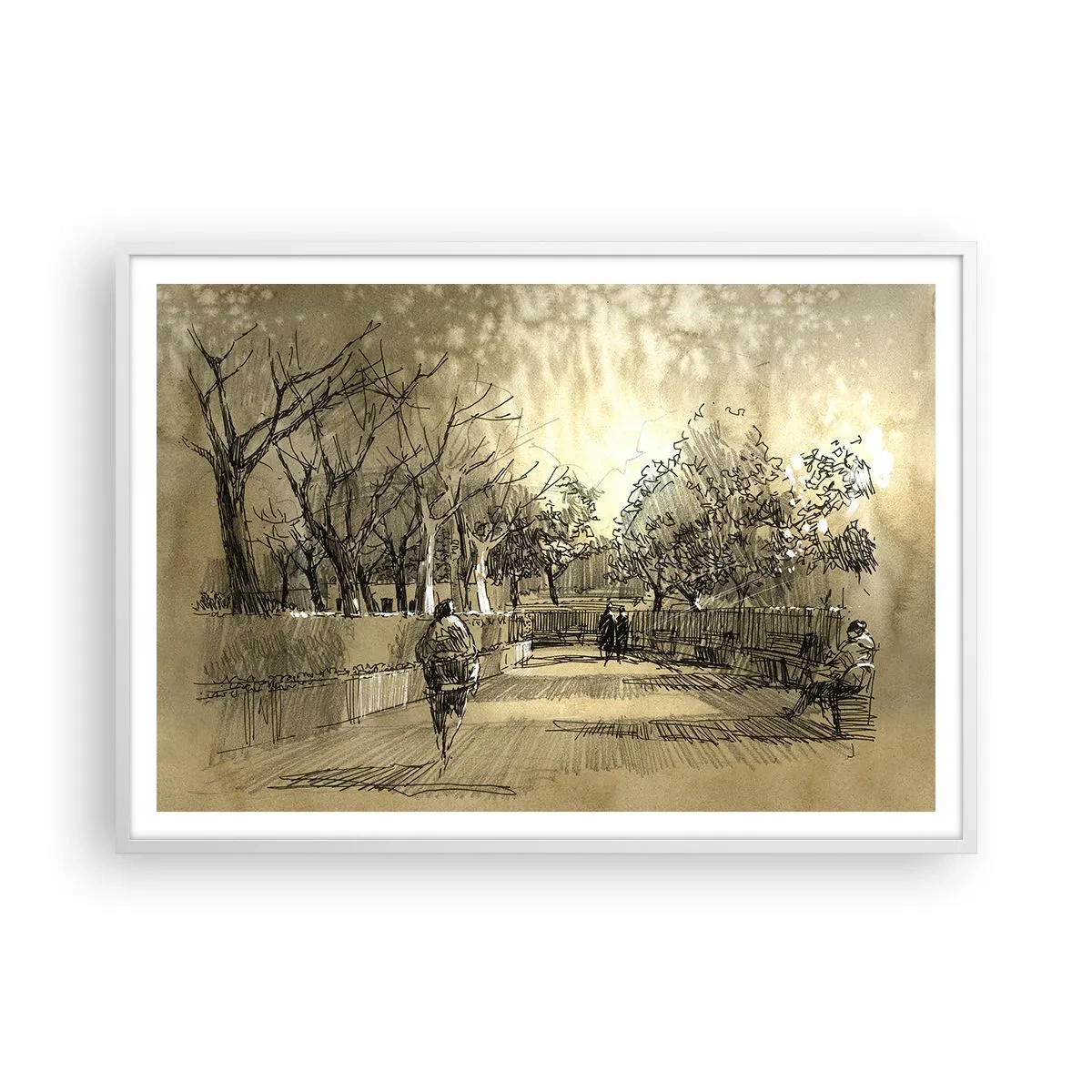 Poster in een witte lijst - Een moment gestopt met een veer - 100x70 cm