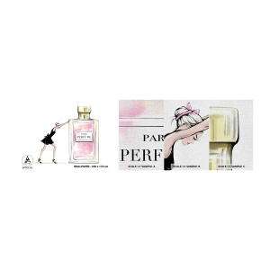 Fotobehang Monster Premium Canvas - De essentie van vrouwelijkheid - Vrouw, Parfum, Mode - 100x30 cm