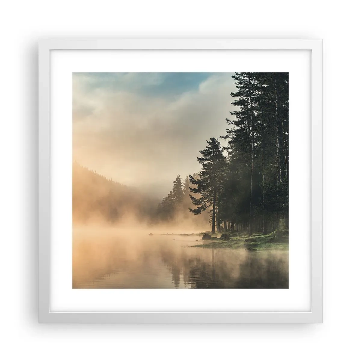 Poster in een witte lijst - De geboorte van de dag - 40x40 cm
