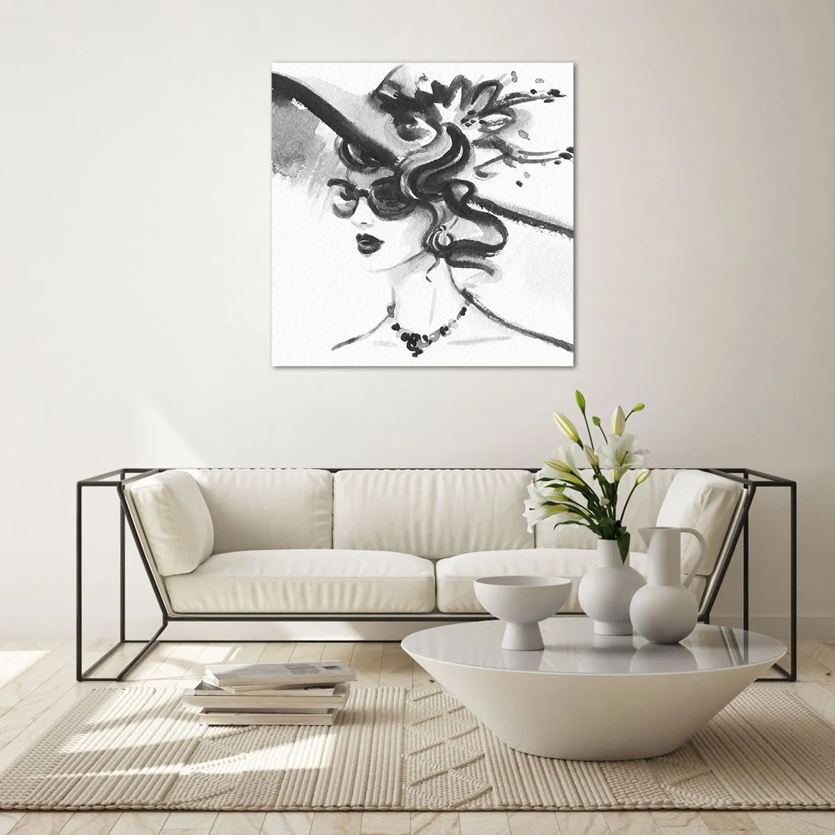 Schilderen op glas - Een dame met karakter - 60x60 cm