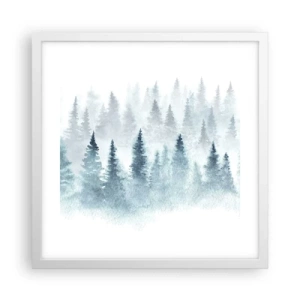 Poster in een witte lijst - Gehuld in mist - 40x40 cm