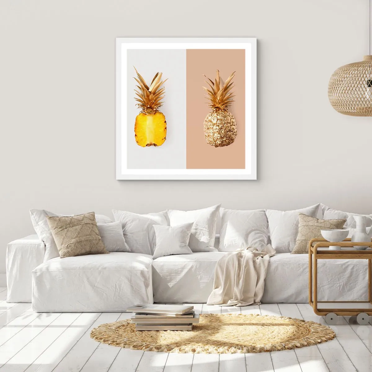 Poster in een witte lijst - Ananas voor ons - 30x30 cm