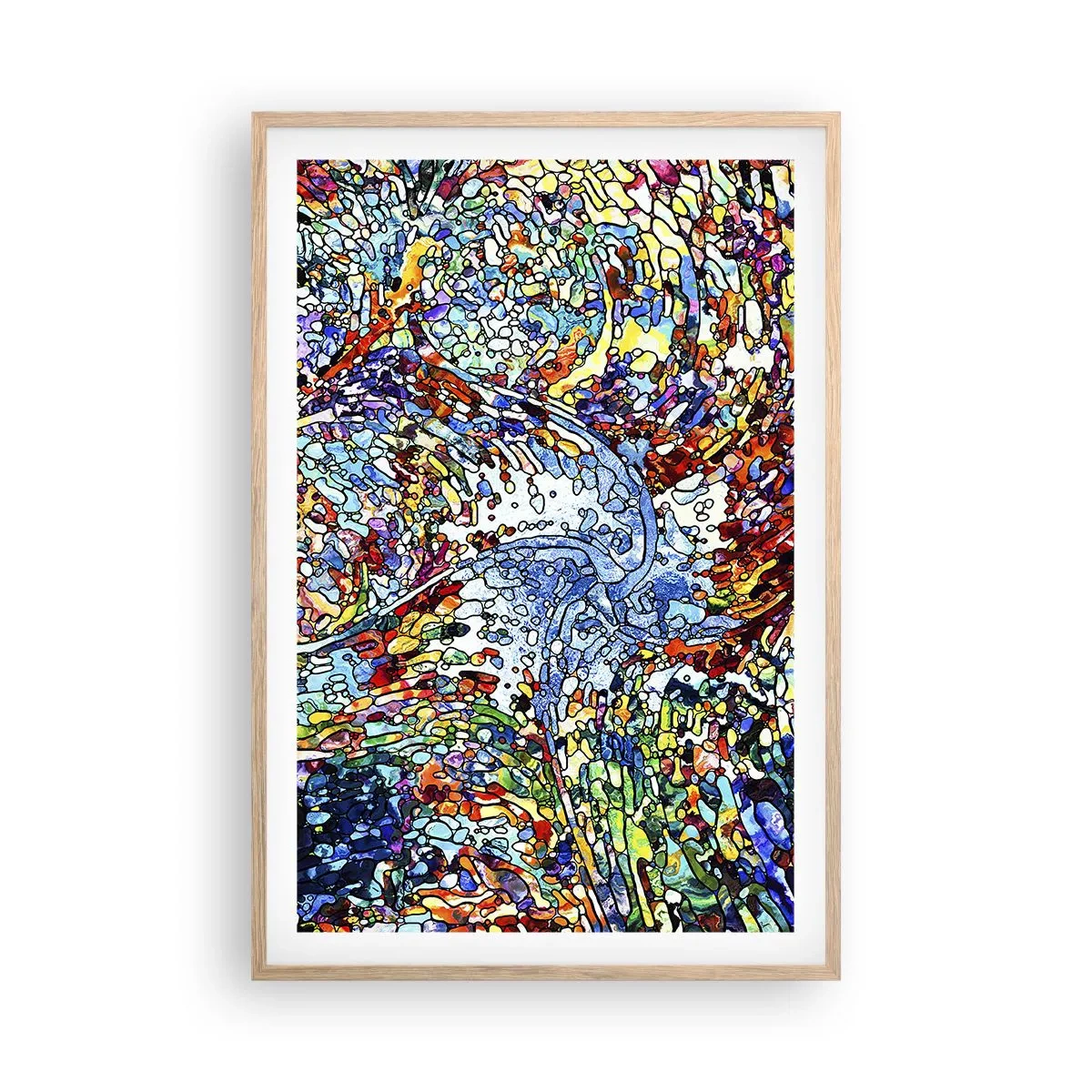 Een poster in een licht eiken lijst - Glas in lood druppel - 61x91 cm