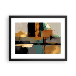 Poster in een zwarte lijst - Abstractie – licht en schaduw - 40x30 cm
