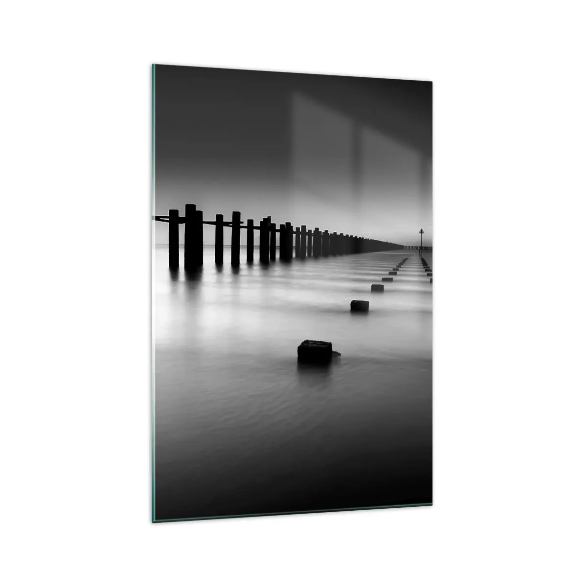 Schilderen op glas - Grijze verte in de mist - 70x100 cm